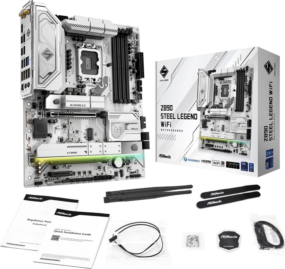 Motininė Plokštė - ASRock Z890 Steel Legend WiFi LGA 1851, Intel Core Ultra, 256GB DDR5, Wi-Fi 7, Thunderbolt 4