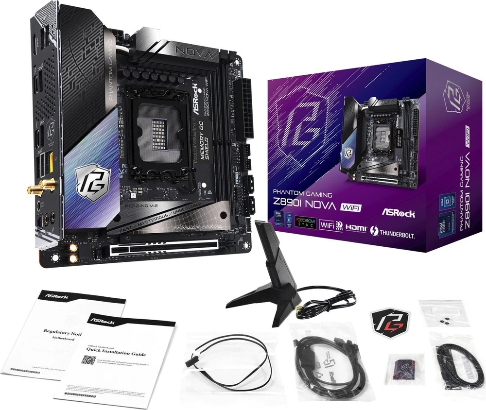 ASRock Phantom Gaming Z890I Nova WiFi Intel Z890 LGA 1851 (Socket V1) mini ITX pagrindinė plokštė