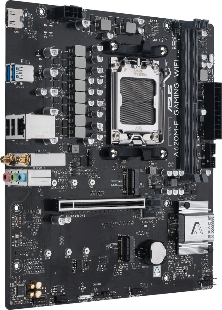 Pagrindinė plokštė ASUS MB Sc AM5 A620M-F žaidimų plokštė, AMD A620, 2xDDR5, 1xHDMI, mATX
