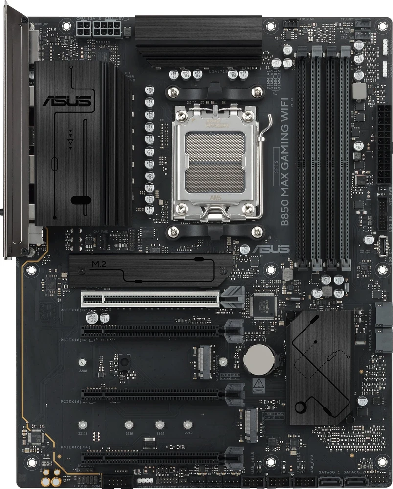 ASUS B850 MAX GAMING WIFI ATX pagrindinė plokštė 4xDDR5 1xPCIe 5.0 3xM.2 1xHDMI 1xDisplayPort 4xSATA