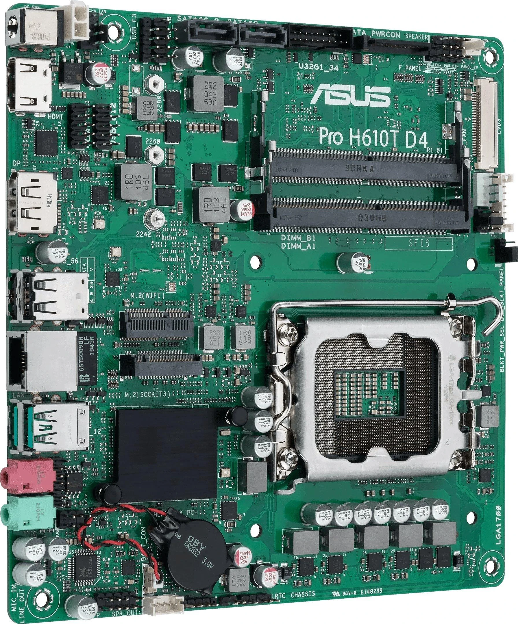 Asus Pro H610T D4-CSM /H610/DDR4/SATA3/M.2/USB3.1/s.1700/mITX pagrindinė plokštė
