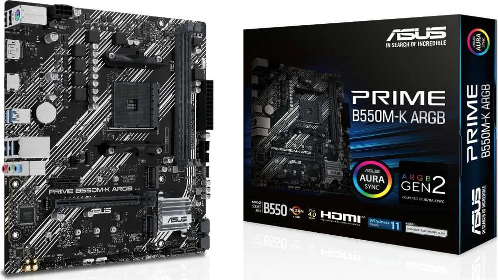 ASUS Prime B550M-K ARGB, AMD B550 pagrindinė plokštė - lizdas AM4