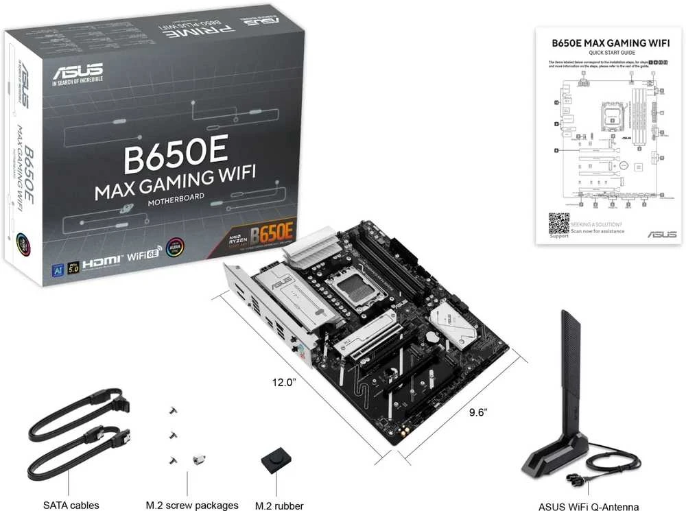 ASUS B650E MAX GAMING WIFI AMD B650 DDR5 ATX pagrindinė plokštė 1xHDMI 1xDP 3xM.2 4xSATA