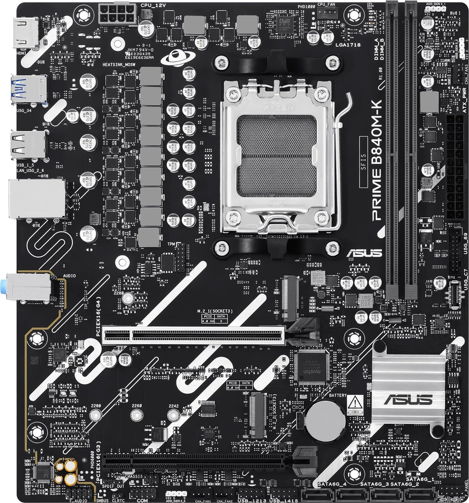 ASUS PRIME B840M-K AMD B840 Lizdas AM5 mikro ATX