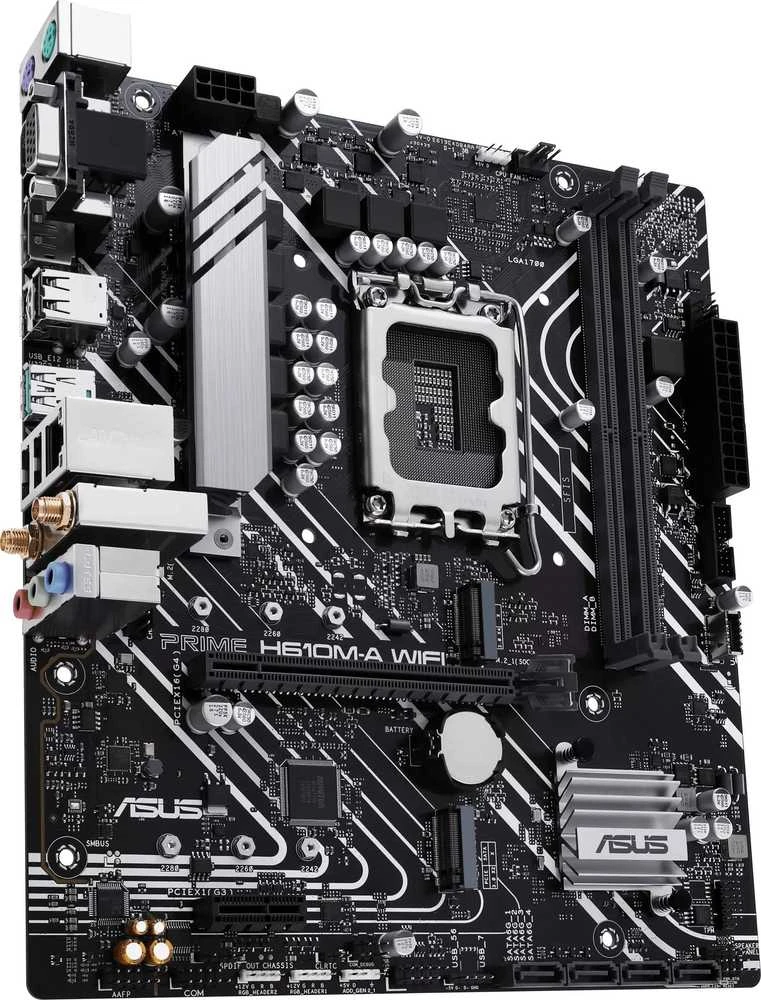 Pagrindinė plokštė „Asus“ | Procesorių šeima „Intel H610“ | Procesoriaus lizdas 1 x LGA1700 lizdas | 2 DIMM lizdai - DDR5, be ECC, nebuferiniai | Palaikomos standžiojo disko sąsajos SATA-600, 1 x M.2 | SATA jungčių skaičius 4