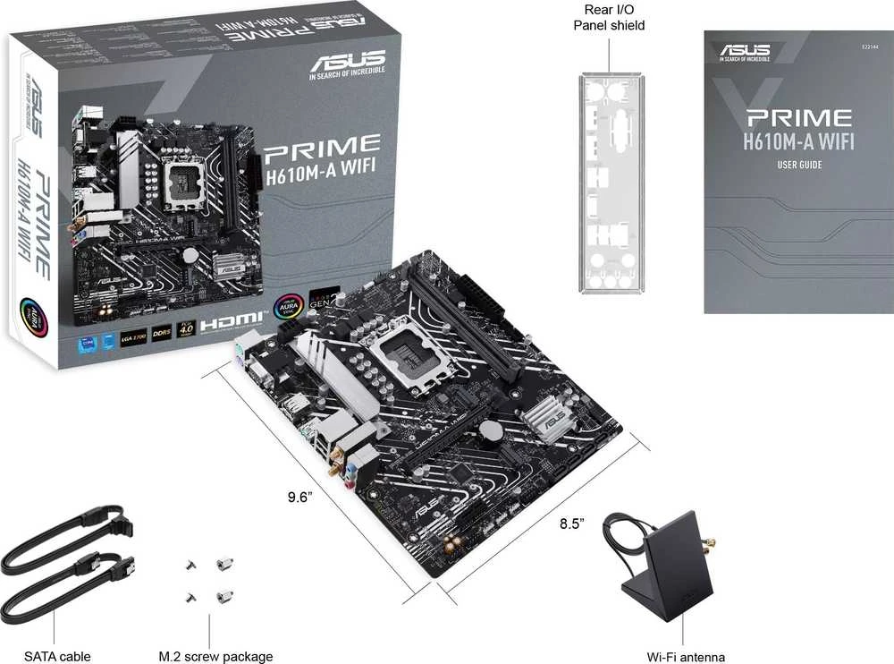 Pagrindinė plokštė „Asus“ | Procesorių šeima „Intel H610“ | Procesoriaus lizdas 1 x LGA1700 lizdas | 2 DIMM lizdai - DDR5, be ECC, nebuferiniai | Palaikomos standžiojo disko sąsajos SATA-600, 1 x M.2 | SATA jungčių skaičius 4