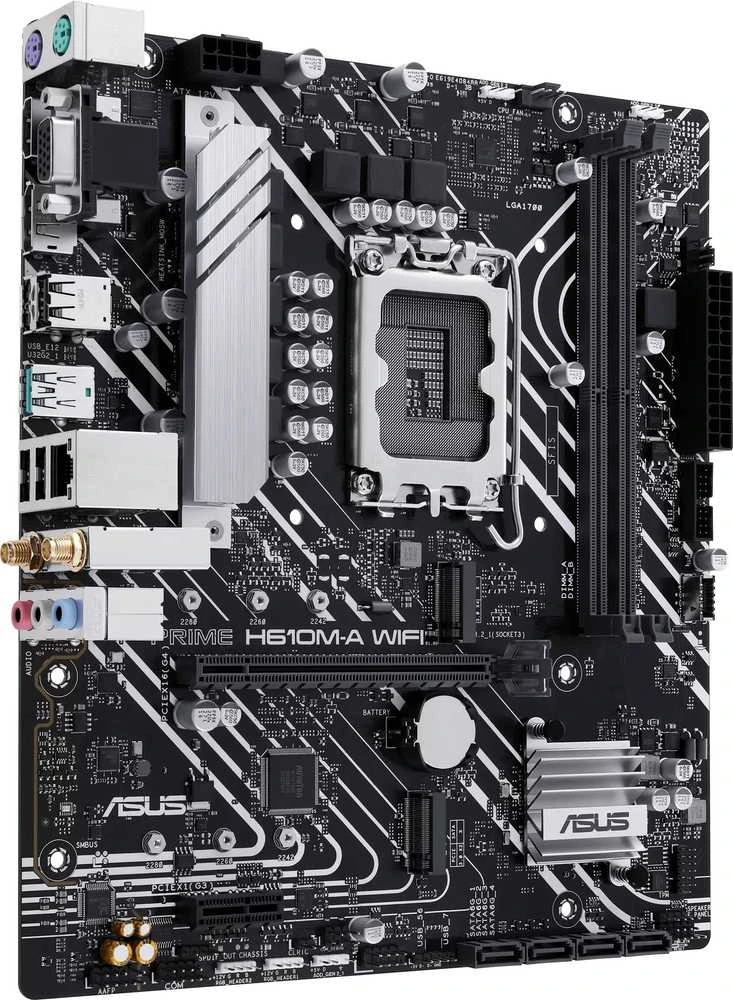 Pagrindinė plokštė „Asus“ | Procesorių šeima „Intel H610“ | Procesoriaus lizdas 1 x LGA1700 lizdas | 2 DIMM lizdai - DDR5, be ECC, nebuferiniai | Palaikomos standžiojo disko sąsajos SATA-600, 1 x M.2 | SATA jungčių skaičius 4