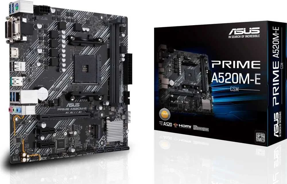 Pagrindinė plokštė ASUS MB Sc AM4 PRIME A520M-E/CSM, AMD A520, 2xDDR4, 1xHDMI, 1xDVI, 1xVGA, mATX