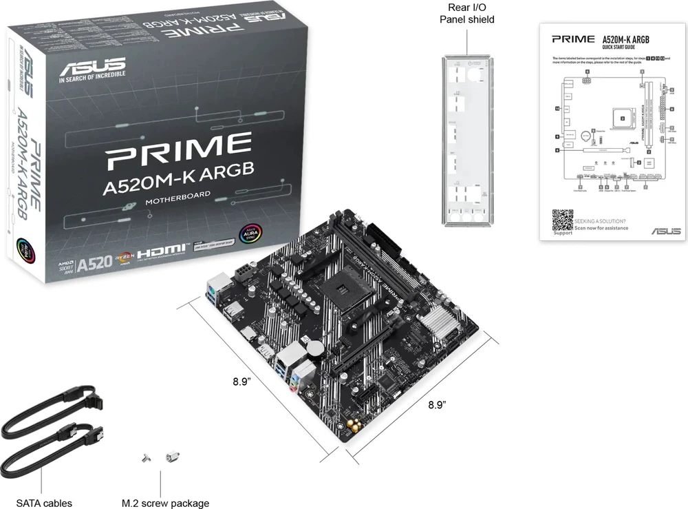 pagrindinė plokštė Asus PRIME A520M-K ARGB