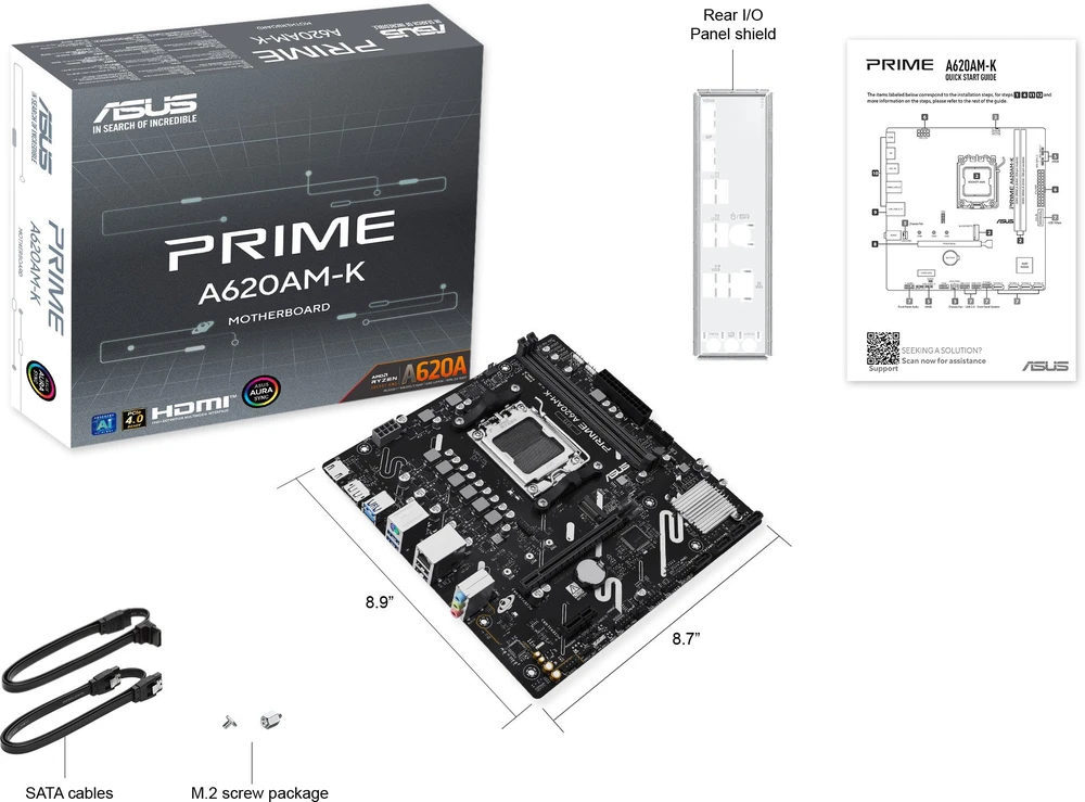 Pagrindinė plokštė ASUS MB Sc AM5 PRIME A620AM-K, 2xDDR5, 1xDP, 1xHDMI, mATX