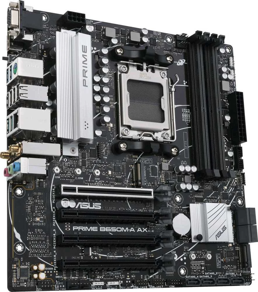 Pagrindinė plokštė ASUS AMD B650 / SAM5 / MicroATX / Memory DDR5 / Atminties lizdai 4 / 2xPCI-Express 4.0 1x / 1xPCI-Express 4.0 16x / 2xM.2 / 1x15pin D-sub / 1xHDMI / 1xDisplayPort / 2xAudio-In / 1xAudio-Out / 4xUSB 2.0 / 4xUSB 3.2 / 1xPS/2 / 1xRJ45