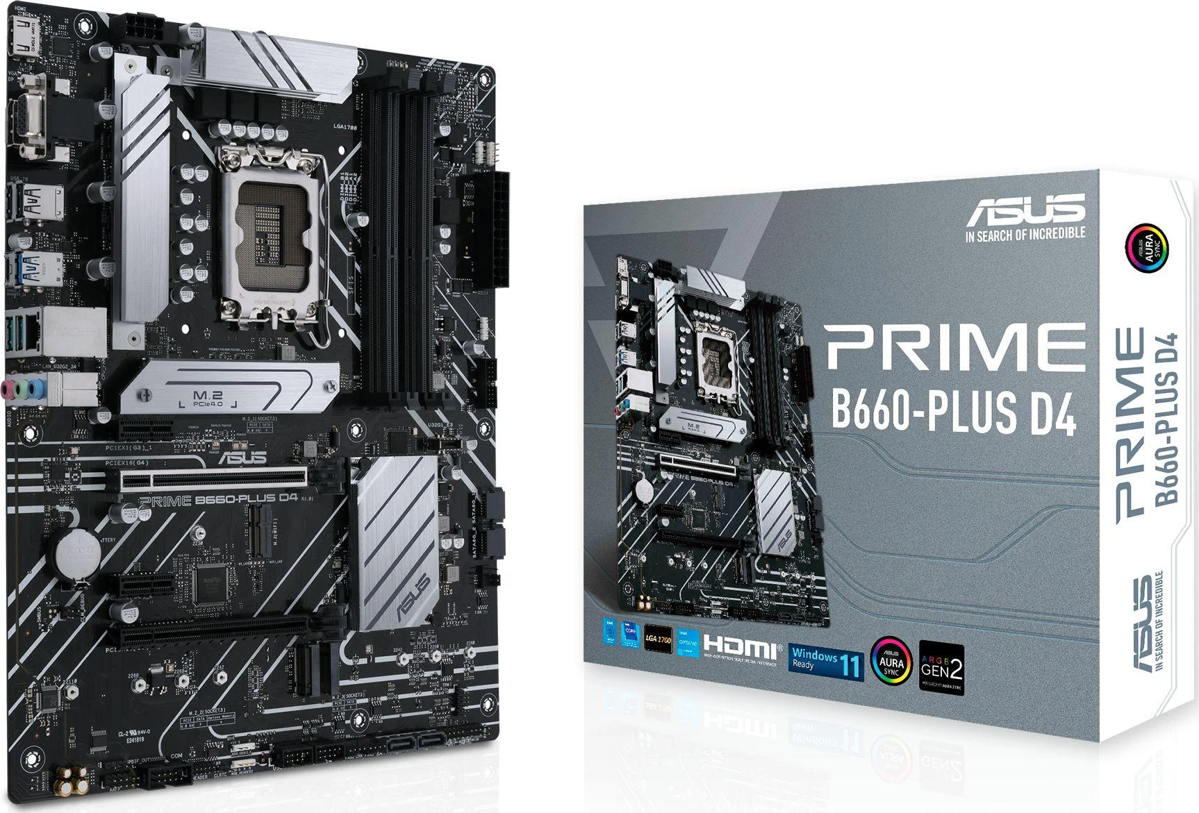 Pagrindinė plokštė ASUS Intel B660 / LGA1700 / ATX / Memory DDR4 / Atminties lizdai 2 / 2xPCI-Express 3.0 1x / 1xPCI-Express 3.0 16x / 1xPCI-Express 4.0 16x / 2xM.2 / 1x15pin D-sub / 1xHDMI / 1xDisplayPort / 2xUSB 2.0 / 2xUSB 3.2