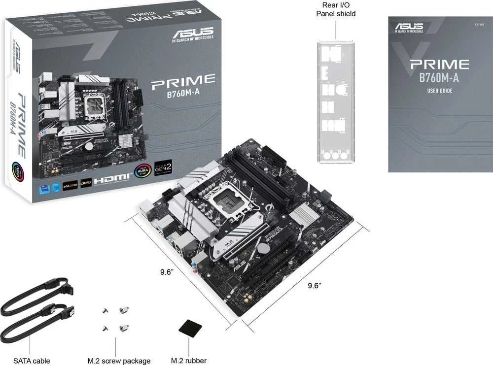 Pagrindinė plokštė Motininė Plokštė - ASUS Prime B760M-A-CSM LGA 1700, Juoda