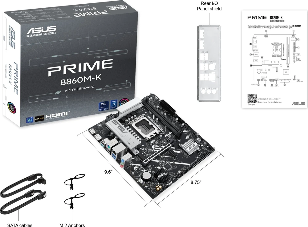 Pagrindinė plokštė ASUS PRIME B860M-K Intel B860 LGA 1851 (V1 lizdas) mikro ATX