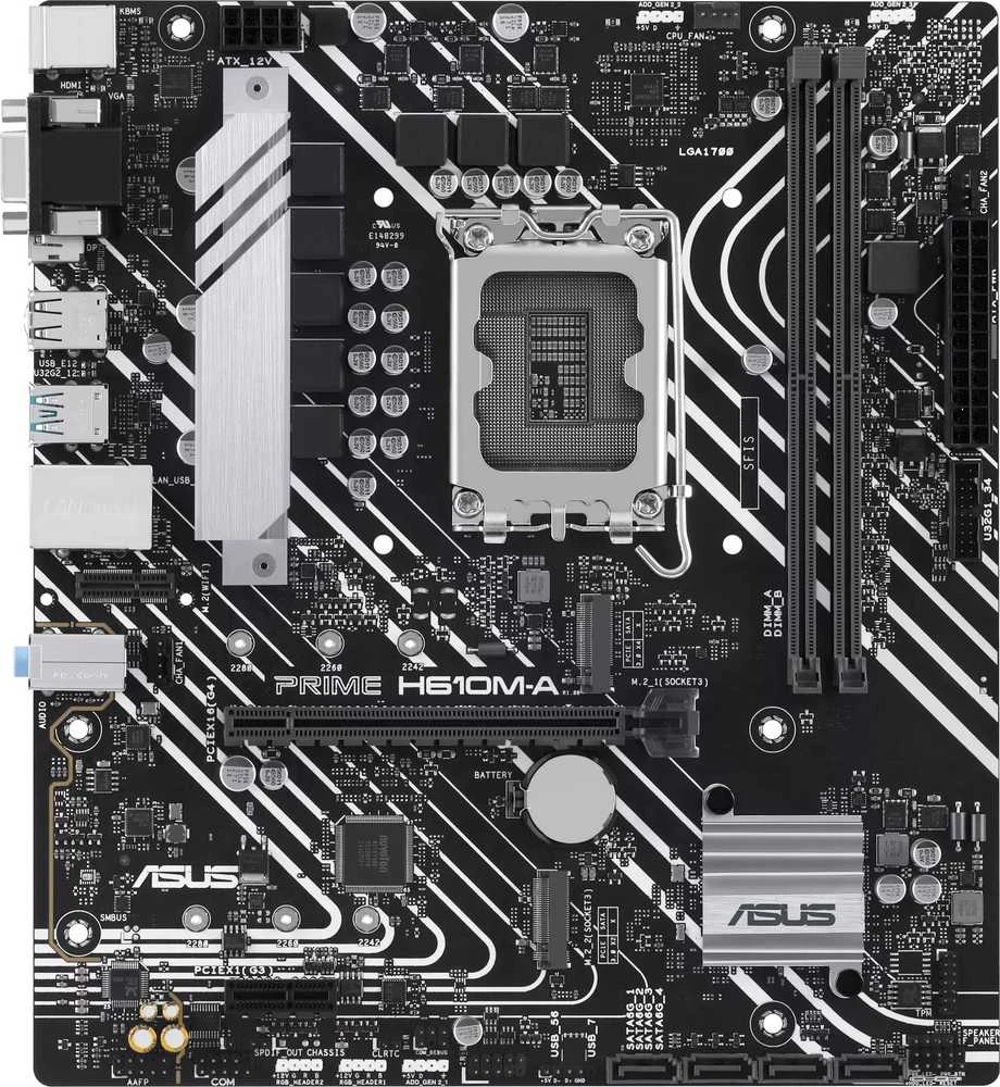 Pagrindinė plokštė ASUS PRIME H610M-A-CSM LGA1700 2DDR5 microATX 4xSATA MB 1xHDMI 1xDP 1xD-Sub 2xM.2