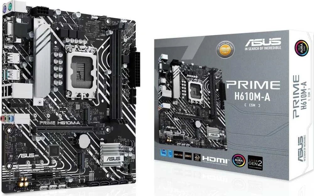Pagrindinė plokštė ASUS PRIME H610M-A-CSM LGA1700 2DDR5 microATX 4xSATA MB 1xHDMI 1xDP 1xD-Sub 2xM.2