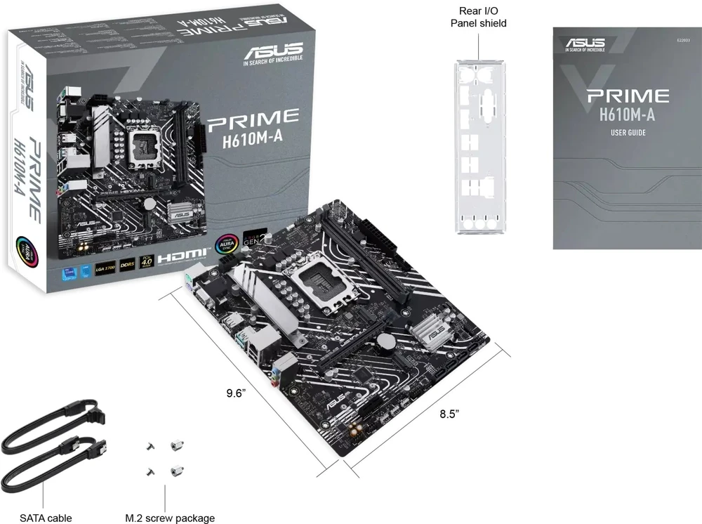 Pagrindinė plokštė Asus PRIME H610M-A R2.0 | Procesorių šeima Intel | Procesoriaus lizdas LGA1700 | Palaikomos standžiojo disko sąsajos M.2, SATA | SATA jungčių skaičius 4