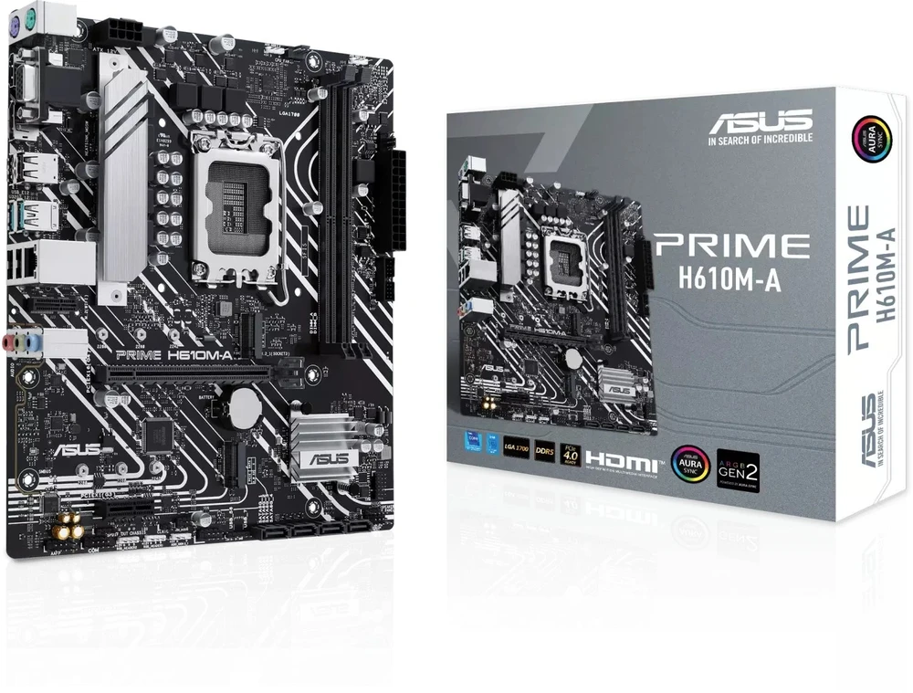 Pagrindinė plokštė Asus PRIME H610M-A R2.0 | Procesorių šeima Intel | Procesoriaus lizdas LGA1700 | Palaikomos standžiojo disko sąsajos M.2, SATA | SATA jungčių skaičius 4