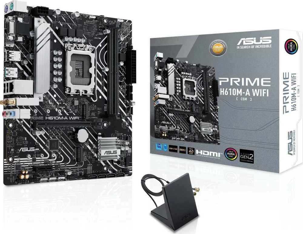 Pagrindinė plokštė „Asus“ | Procesorių šeima „Intel H610“ | Procesoriaus lizdas 1 x LGA1700 lizdas | 2 DIMM lizdai - DDR5, be ECC, nebuferiniai | Palaikomos standžiojo disko sąsajos SATA-600, 1 x M.2 | SATA jungčių skaičius 4