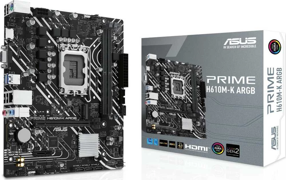 Pagrindinė plokštė „Asus“ | Procesorių šeima „Intel H610“ | Procesoriaus lizdas LGA1700 | 2 DIMM lizdai - DDR5, be ECC, nebuferiniai | Palaikomos standžiojo disko sąsajos SATA-600, 1 x M.2 | SATA jungčių skaičius: 4