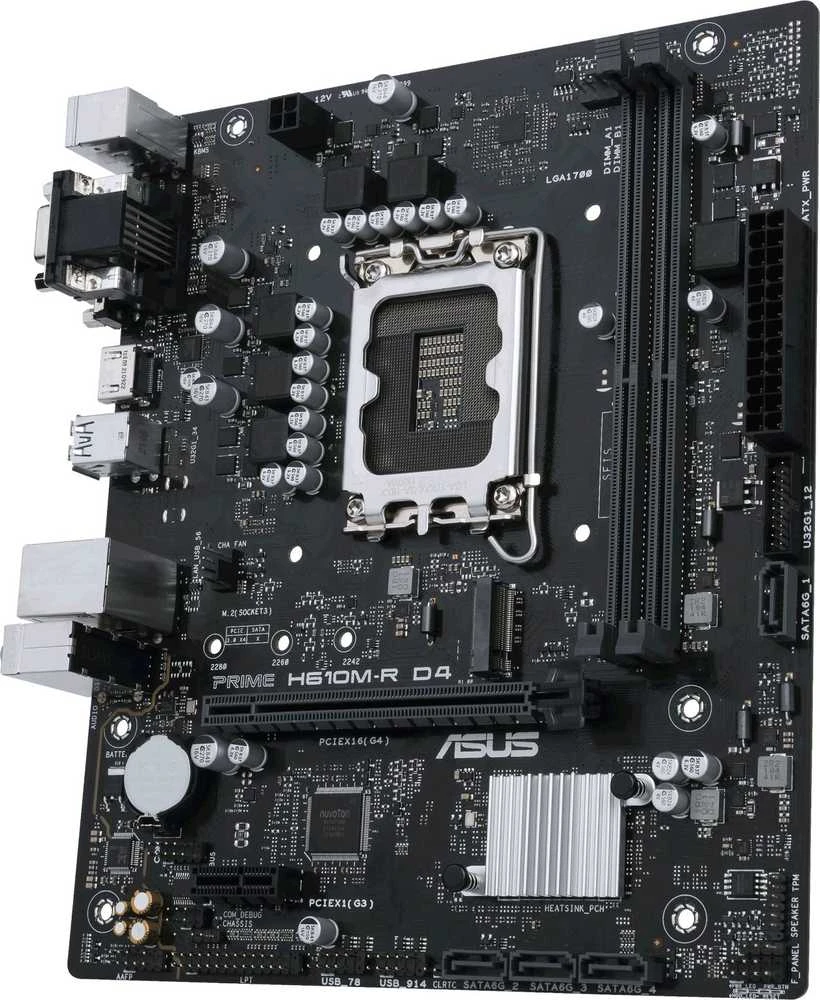 Pagrindinė plokštė Asus | PRIME H610M-R D4-SI | Procesorių šeima Intel | Procesoriaus lizdas LGA1700 | DDR4 DIMM | Atminties lizdai 2 | Palaikomos standžiojo disko sąsajos SATA, M.2 | SATA jungčių skaičius 4 | Lustų rinkinys Intel H610 | Mic-ATX
