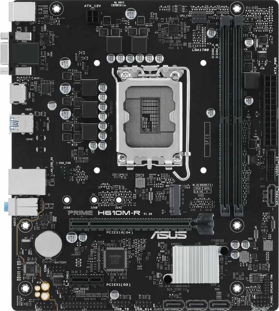 Asus | PRIME H610M-R-SI | Procesorių šeima Intel | Procesoriaus lizdas LGA1700 | DDR5 | SATA jungčių skaičius 4