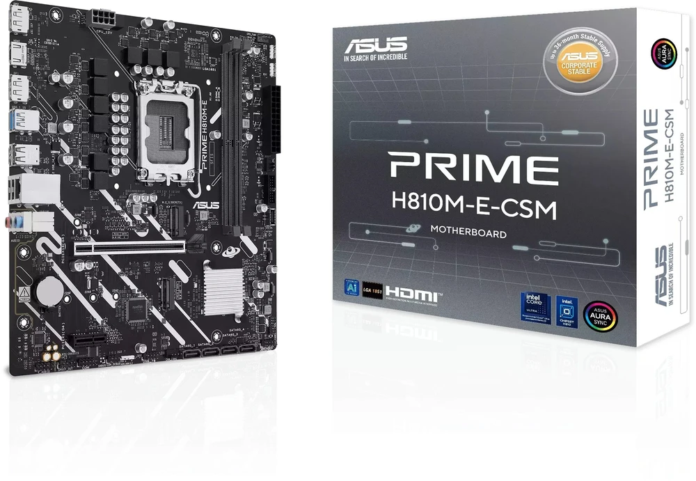 Pagrindinė plokštė ASUS MB Sc LGA1851 PRIME H810M-E-CSM, Intel H810, 2xDDR5, 2xDP, 1xHDMI, mATX