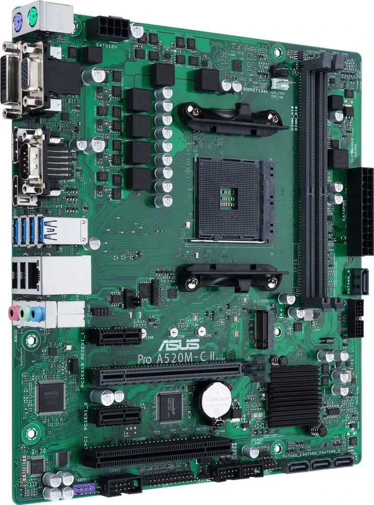 Pagrindinė plokštė ASUS PRO A520M-C II/CSM / AM5/DDR4/Micro-ATX