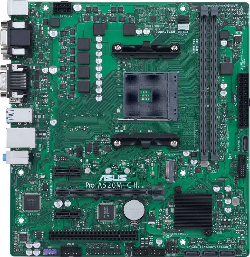 Pagrindinė plokštė ASUS PRO A520M-C II/CSM / AM5/DDR4/Micro-ATX