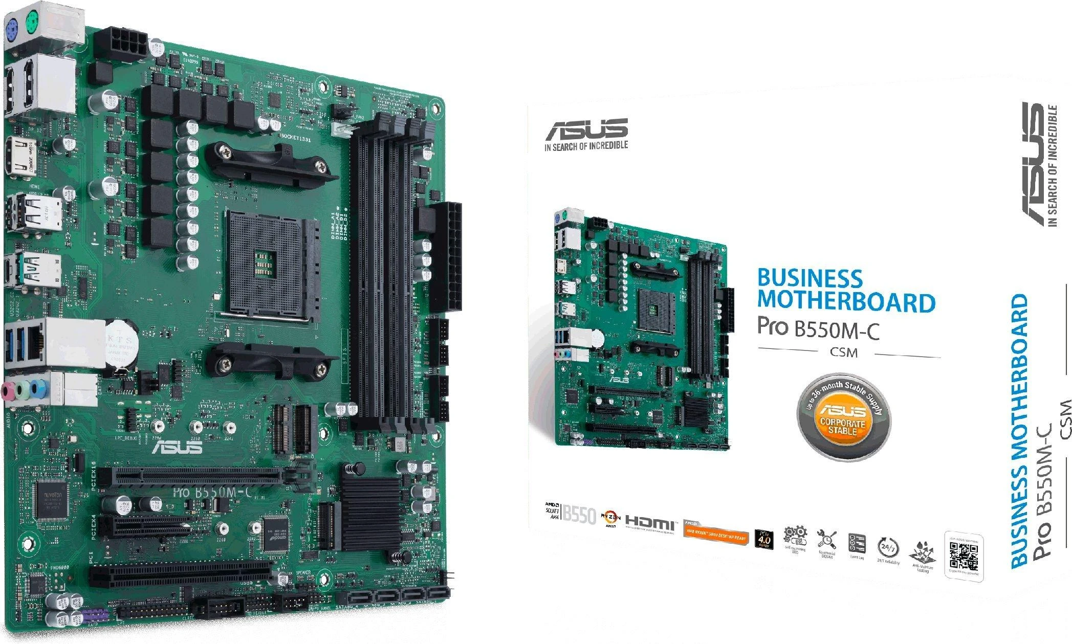 Pagrindinė plokštė Motininė Plokštė - ASUS PRO B550M-C/CSM Socket AM4 micro ATX 4 DDR4 Slots