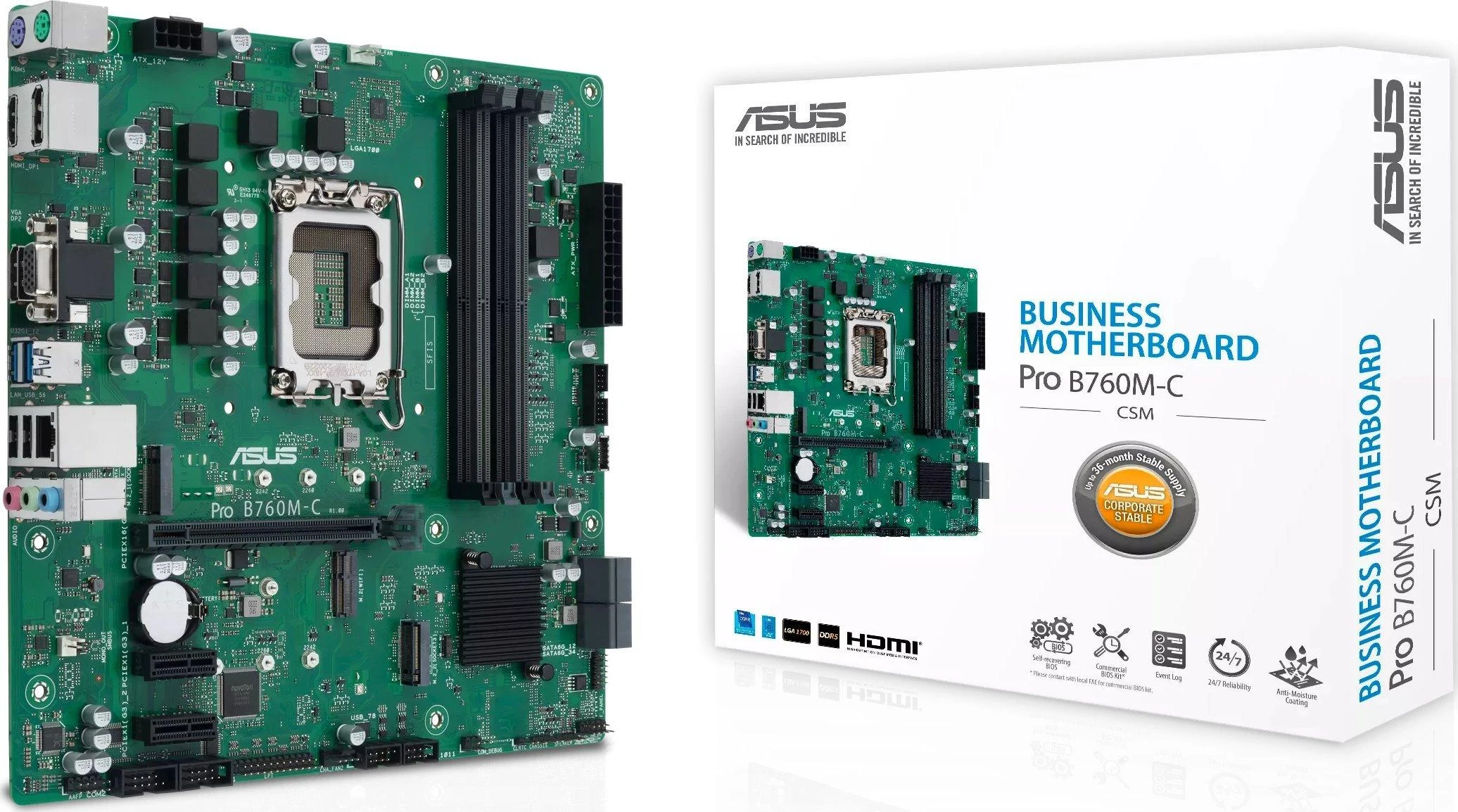 Pagrindinė plokštė ASUS Pro B760M-C-CSM/LGA1700/mATX