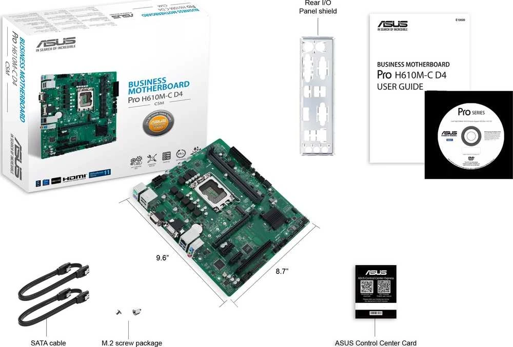 Motininė Plokštė - ASUS PRO H610M-C D4-CSM Intel H610 LGA 1700 micro ATX
