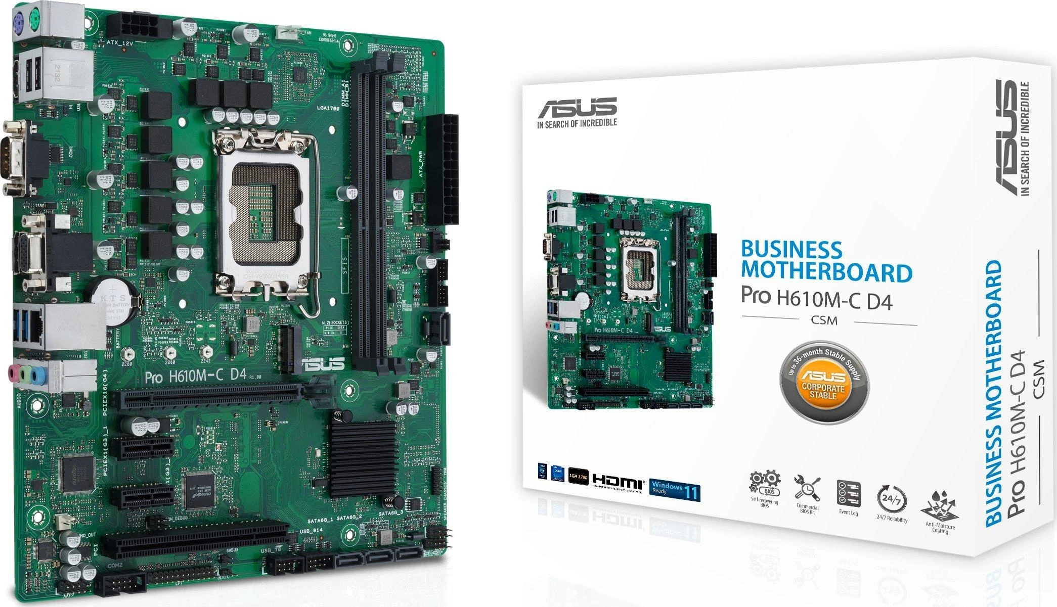 Motininė Plokštė - ASUS PRO H610M-C D4-CSM Intel H610 LGA 1700 micro ATX
