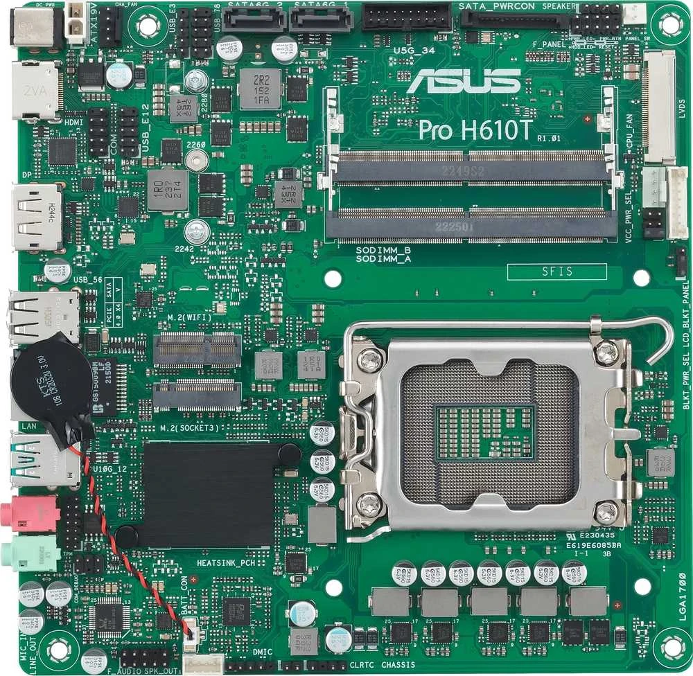 Pagrindinė plokštė ASUS PRO H610T-CSM, Intel H610, LGA 1700, mini ITX