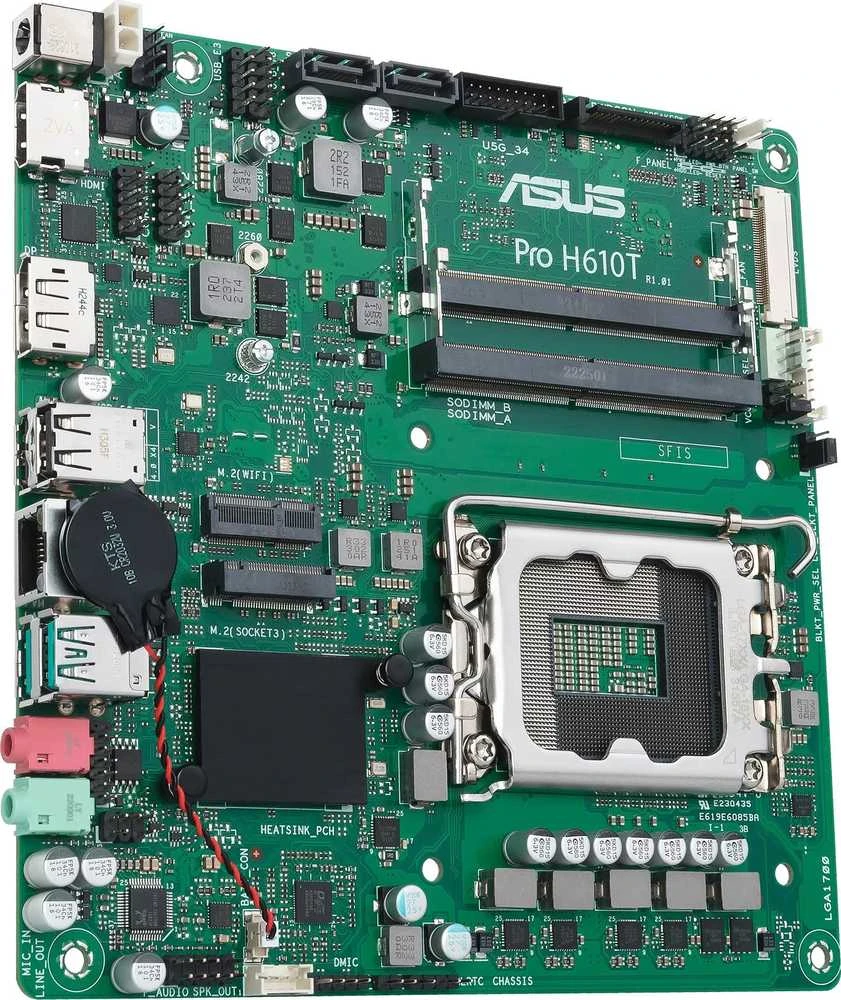 Pagrindinė plokštė ASUS PRO H610T-CSM, Intel H610, LGA 1700, mini ITX