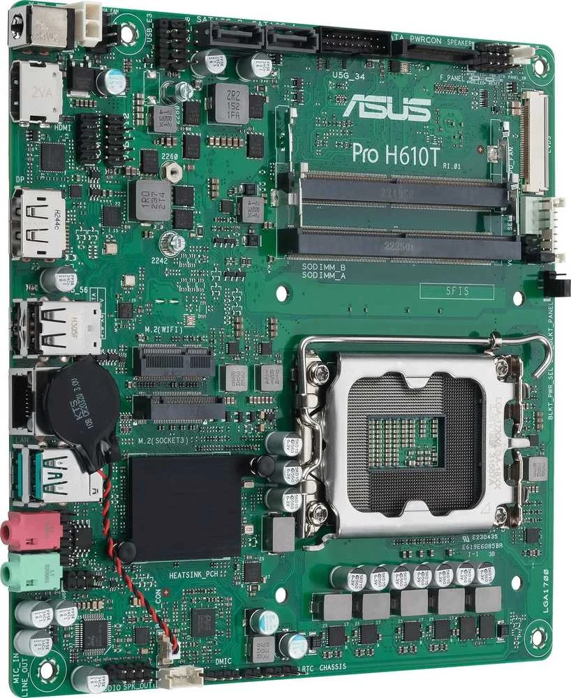 Pagrindinė plokštė ASUS PRO H610T-CSM, Intel H610, LGA 1700, mini ITX