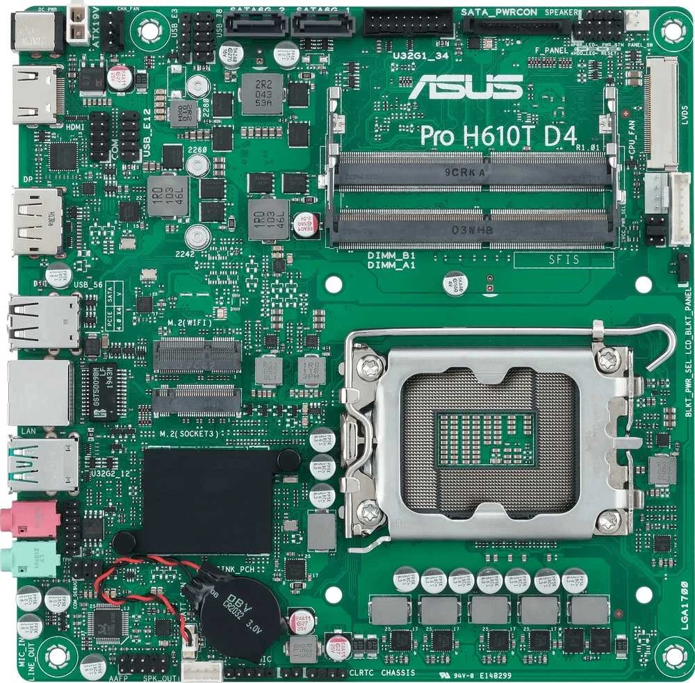 Asus Pro H610T D4-CSM /H610/DDR4/SATA3/M.2/USB3.1/s.1700/mITX pagrindinė plokštė