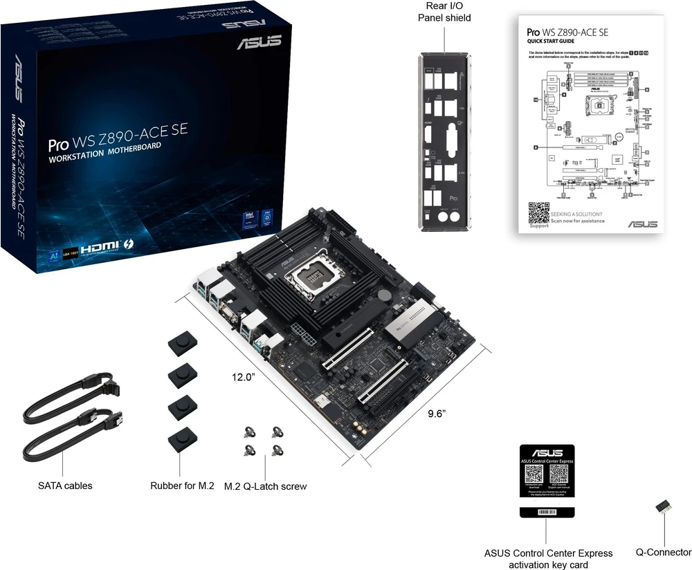 ASUS Pro WS Z890-ACE SE pagrindinė plokštė, LGA 1851 lizdas, Intel Z890, ATX, DDR5
