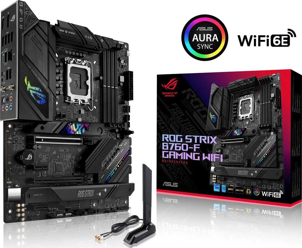 Pagrindinė plokštė Asus ROG STRIX B760-F GAMING WIFI Procesorių šeima Intel, Procesoriaus lizdas LGA1700, DDR5 DIMM, Atminties lizdai 4, Palaikomos standžiojo disko sąsajos SATA, M.2, SATA jungčių skaičius 4, Mikroschemų rinkinys Intel B760, ATX