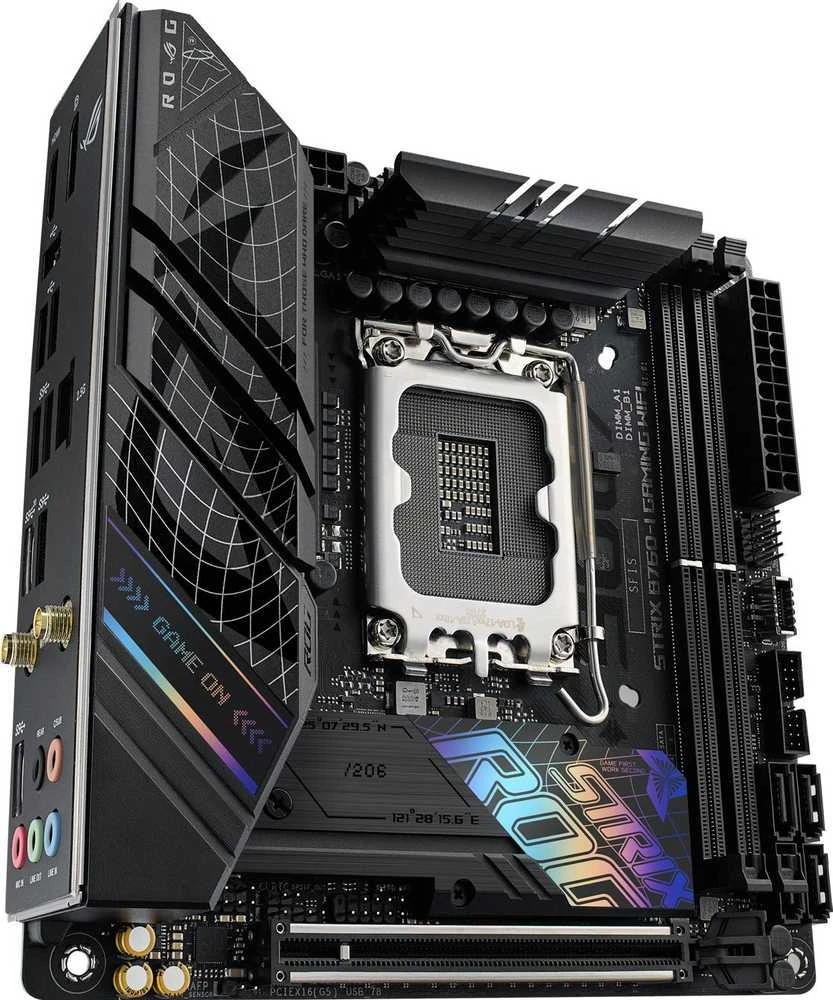 Pagrindinė plokštė ASUS Intel B760 Express / LGA1700 / Mini-ITX / Atmintis DDR5 / Atminties lizdai 2 / 1xPCI-Express 5.0 16x / 2xM.2 / 1xHDMI / 1xDisplayPort / 3xUSB 2.0 / 3xUSB 3.2 / 2xUSB-5  /  STRIXB760-IGAMINGWIFI