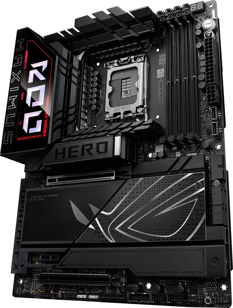 Pagrindinė plokštė Asus ROG MAXIMUS Z890 HERO | Procesorių šeima Intel | Procesoriaus lizdas LGA1851 | DDR5 | Palaikomos standžiojo disko sąsajos M.2, SATA | SATA jungčių skaičius 4