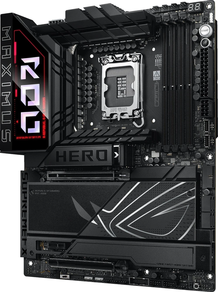 Pagrindinė plokštė Asus ROG MAXIMUS Z890 HERO | Procesorių šeima Intel | Procesoriaus lizdas LGA1851 | DDR5 | Palaikomos standžiojo disko sąsajos M.2, SATA | SATA jungčių skaičius 4