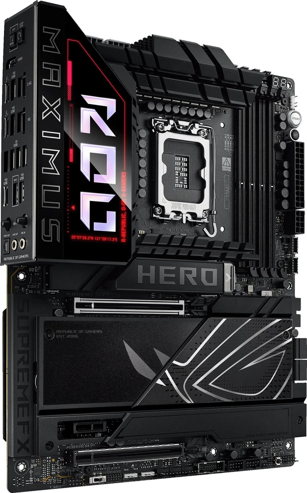 Pagrindinė plokštė Asus ROG MAXIMUS Z890 HERO | Procesorių šeima Intel | Procesoriaus lizdas LGA1851 | DDR5 | Palaikomos standžiojo disko sąsajos M.2, SATA | SATA jungčių skaičius 4