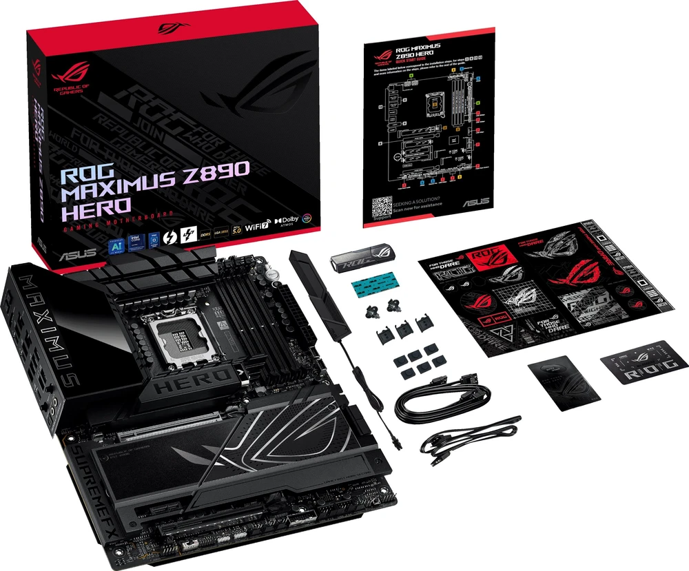 Pagrindinė plokštė Asus ROG MAXIMUS Z890 HERO | Procesorių šeima Intel | Procesoriaus lizdas LGA1851 | DDR5 | Palaikomos standžiojo disko sąsajos M.2, SATA | SATA jungčių skaičius 4