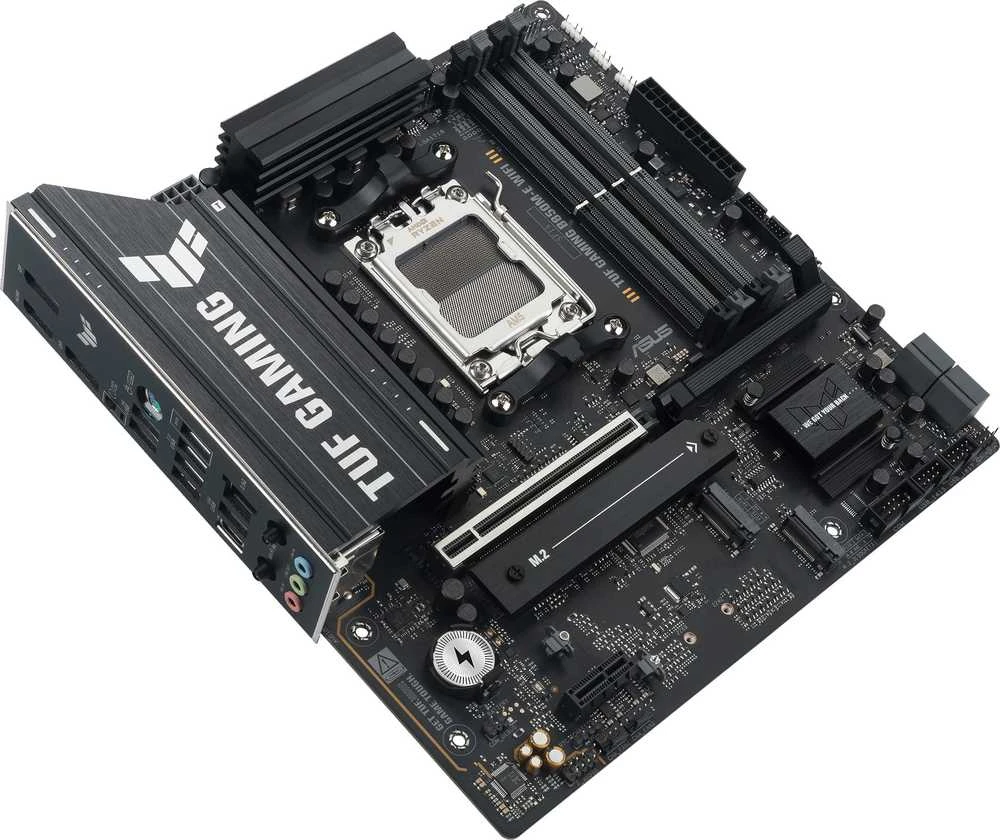 ASUS TUF GAMING B850M-E WIFI AMD AM5 mATX pagrindinė plokštė 4xDDR5 PCIe 5.0 3xM.2 1xHDMI 1xDisplayPort 4xSATA