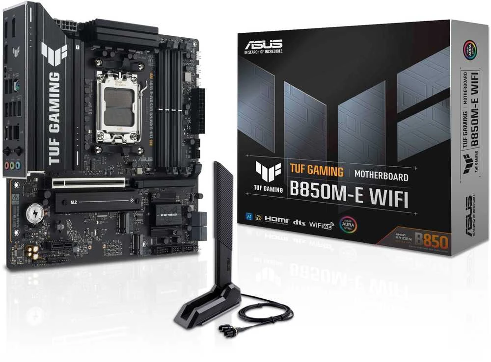 ASUS TUF GAMING B850M-E WIFI AMD AM5 mATX pagrindinė plokštė 4xDDR5 PCIe 5.0 3xM.2 1xHDMI 1xDisplayPort 4xSATA