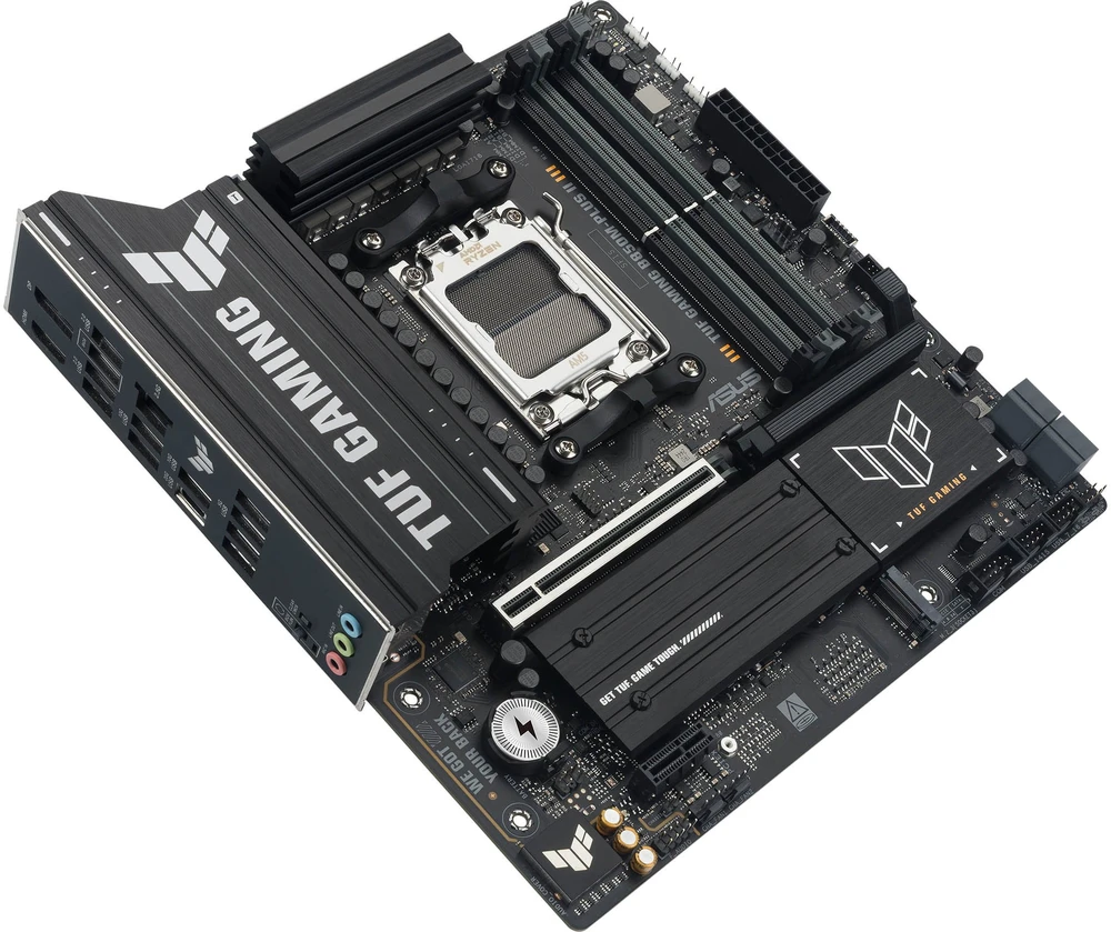 Pagrindinė plokštė „Asus TUF GAMING B850M-PLUS II“ | Procesorių šeima AMD | Procesoriaus lizdas AM5 | DDR5 | Palaikomos standžiojo disko sąsajos SATA, M.2 | SATA jungčių skaičius 4