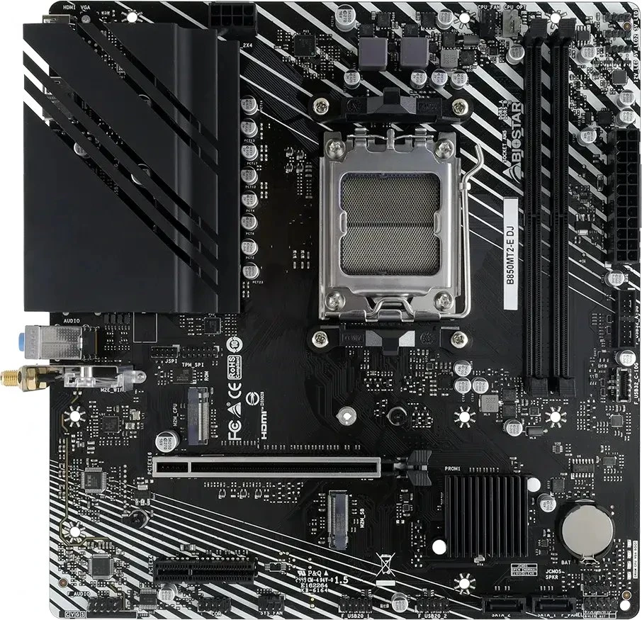 Biostar B850MT2-E DJ pagrindinė plokštė AMD B850 lizdas AM5 micro ATX