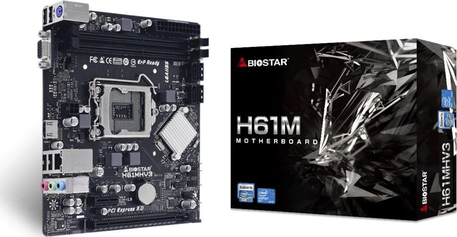 Pagrindinė plokštė Biostar H61MHV3/LGA 1155/Micro-ATX/Intel H61