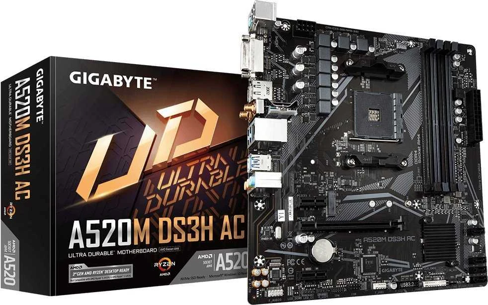 Pagrindinė plokštė GIGABYTE A520M DS3H AC AM4 1xHDMI 1xDP
